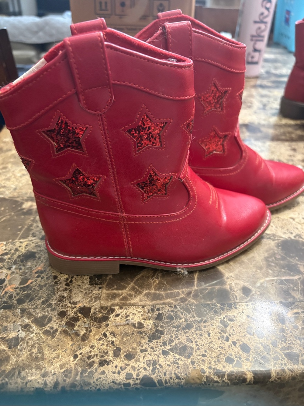 Gymboree Red Girls' Glitter Star Accent Cowgirl Boots